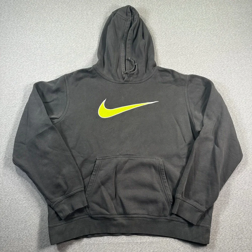 VTG Nike Men's‎ XL Gray Pullover Hoodie Athletic Swoosh Logo Casual Y2K